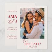Save The Date Retro Texte et mariage photo enregistrer la date (Devant / Derrière)