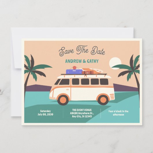 Save The Date Retro van mariage (Devant)