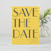 Save The Date Retro Vibrant Jaune Art Déco Editorial Chic Photo (Debout devant)
