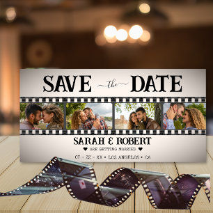 Save The Date Retro Vignette Photo Collage bande film