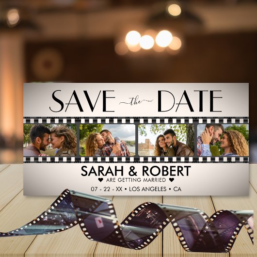 Save The Date Retro Vignette Photo Collage bande film
