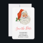 Save The Date Rétro Vintage Jolly Santa Claus de Christmas<br><div class="desc">Enregistrer la carte de date Une photo festive rétro. Le vieux Père Noël Jolly avec ses joues rousses et son sourire chaleureux et amical. Un peu de nostalgie de l'ancienne école pour les vieux temps,  cette image rappelle les souvenirs des célébrations du passé de Noël.</div>