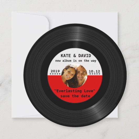 Save The Date Retro Vinyl Enregistrez votre photo Enregistrer la (Devant)