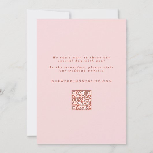 Save The Date Retro Wavy Photo & QR Code Blush Mariage (Dos)