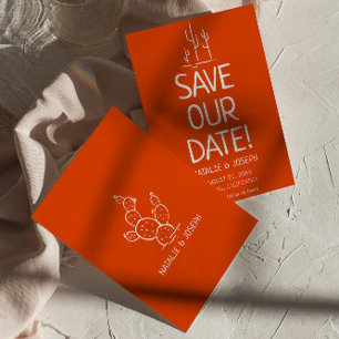 Save The Date Rétro Western Terracotta Moderne Mariage du désert