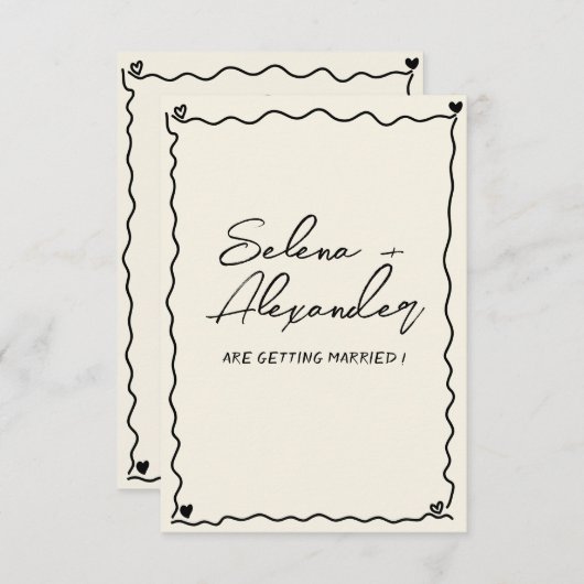 Save The Date Retro Whimsical manuscrit à la main (Devant / Derrière)