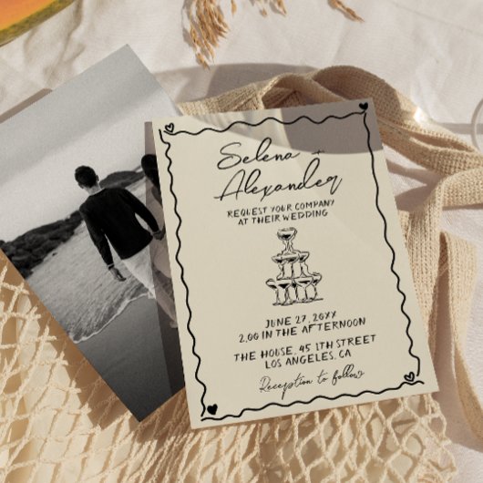 Save The Date Retro Whimsical manuscrit à la main