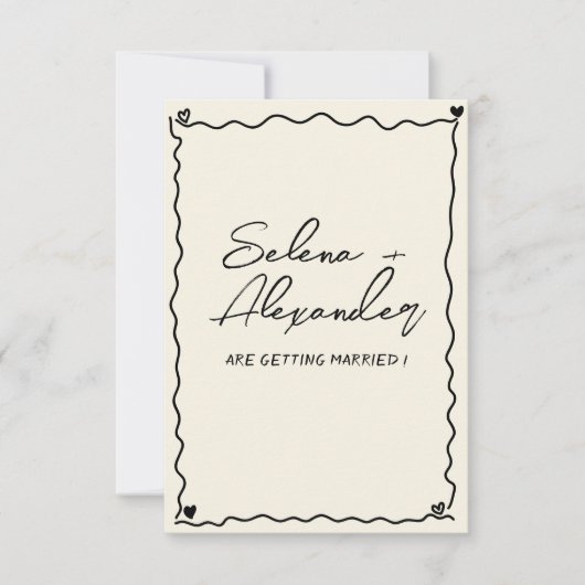 Save The Date Retro Whimsical manuscrit à la main (Devant)