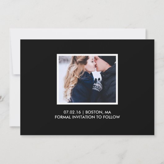 Save The Date Retro White Script Enregistrer la date Full Bleed (Dos)