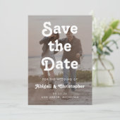 Save The Date Retro White Text Overlay 2 Photo QR Code Mariage (Debout devant)