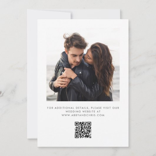 Save The Date Retro White Text Overlay 2 Photo QR Code Mariage (Dos)