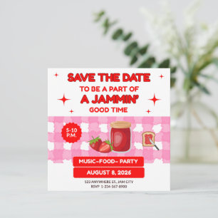 SAVE THE DATE RÉUNION DE FAMILLE BBQ ROUGE CARRÉ 5.25 X 5.25 JAM