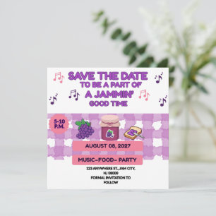 SAVE THE DATE RÉUNION DE FAMILLE BBQ VIOLET BLANC 5,25 X 5,25 JA