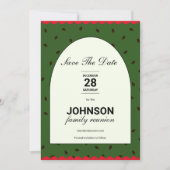 Save The Date Réunion de famille thème pastèque rouge vert (Devant)