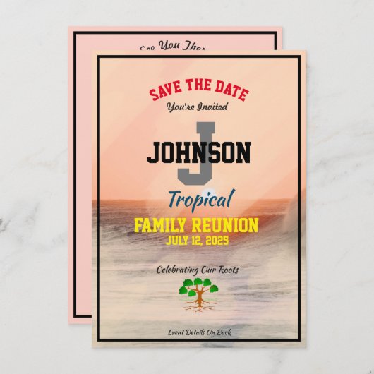 Save The Date Réunion de famille tropicale Toute date ou nom Dat (Devant / Derrière)