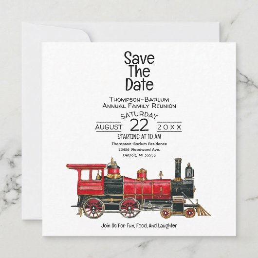 Save The Date Réunion de la famille du train rouge