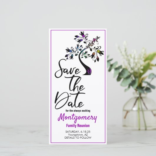 Save The Date Réunion Familiale Enregistrer La Date Modern Purpl (Debout devant)