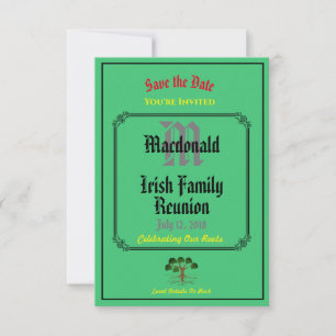 Save The Date Réunion familiale irlandaise N'importe quel nom Da