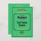 Save The Date Réunion familiale irlandaise N'importe quel nom Da (Devant / Derrière)