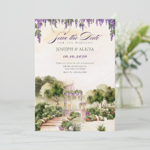 Save The Date Rêve aquarelle jardin vert élégant mariage 