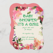 SAVE THE DATE REVEALETTE DE BÉBÉ FLORAL ROSE (Devant / Derrière)