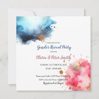 Save The Date Révélation du genre rose et bleu Watercoloar
