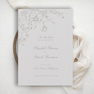 Save The Date Rêverie d'orchidées Ivory Mariage Formel Tradition
