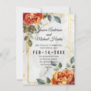 Save The Date Rêves de marbre de luxe : Orange Rose Elegance