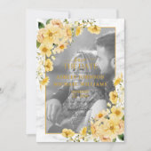 Save The Date Revêtement floral jaune et gris Enregistrer la dat (Devant)