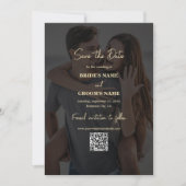 Save The Date Revêtement photo Black Gold moderne QR Code Mariag (Devant)