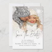 Save The Date Revêtement photo moderne QR Code Mariage hivernal (Devant)