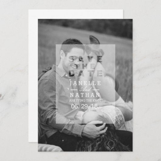 Save The Date Revêtement photo opaque | Enregistrer La Photo Dat (Devant / Derrière)