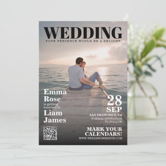 Save The Date Revue photo moderne Couverture unique Enregistrer (Debout devant)