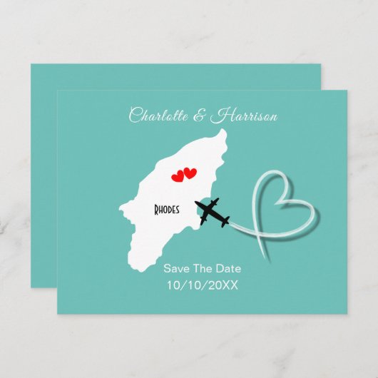 Save The Date Rhodes Destination Mariage Grec Enregistrer La Dat (Devant / Derrière)