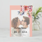 Save The Date Rhododendron with peach flowers photo wedding (Debout devant)
