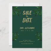 Save The Date Riche Vert Golden Thème Enregistrer La Date (Devant)