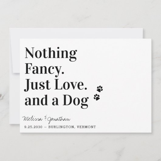 Save The Date Rien De Fancy Just Love Chien Mariage Enregistrer  (Devant)