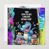Save The Date "Roar-Serve la Date : A Dino-Mite Birthday Bash !" (Devant / Derrière)