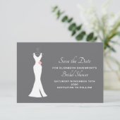 Save The Date Robe blanche élégante sur un fond gris stylé simpl (Debout devant)