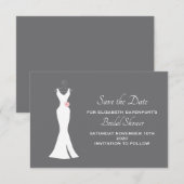 Save The Date Robe blanche élégante sur un fond gris stylé simpl (Devant / Derrière)