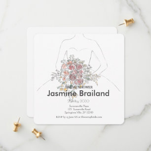 Save The Date Robe de mariée avec bouquet floral Shower de maria