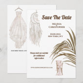 Save The Date Robe de mariée bohème chic attrape-rêves de plage (Devant / Derrière)