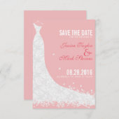 Save The Date Robe Mariage Dentelle Rose & Blanc Doux Enregistre (Devant / Derrière)