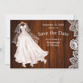 Save The Date Robe mariage Sauvez la date Dentelle rustique en b (Devant)