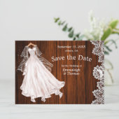Save The Date Robe mariage Sauvez la date Dentelle rustique en b (Debout devant)