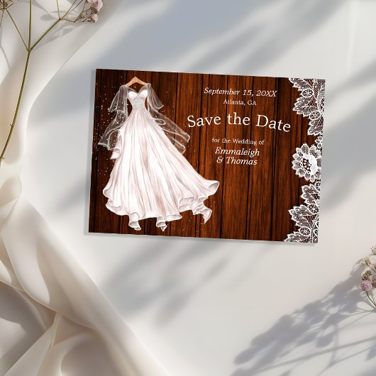 Save The Date Robe mariage Sauvez la date Dentelle rustique en b