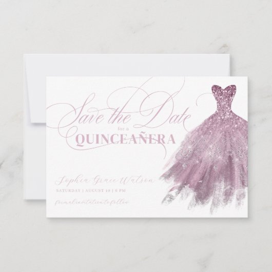 Save The Date Robe rose pâle Parties scintillant féminine Quince (Devant)