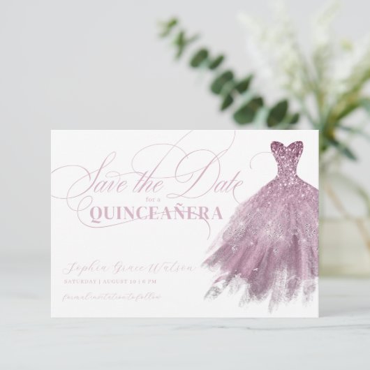 Save The Date Robe rose pâle Parties scintillant féminine Quince (Debout devant)