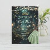 Save The Date Robe verte de la forêt enchantée Quinceañera 16 (Debout devant)