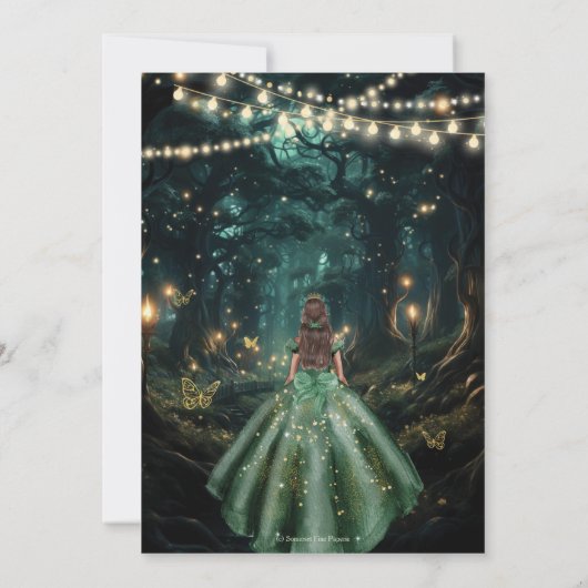 Save The Date Robe verte émeraude de la forêt enchantée Quinceañ (Dos)